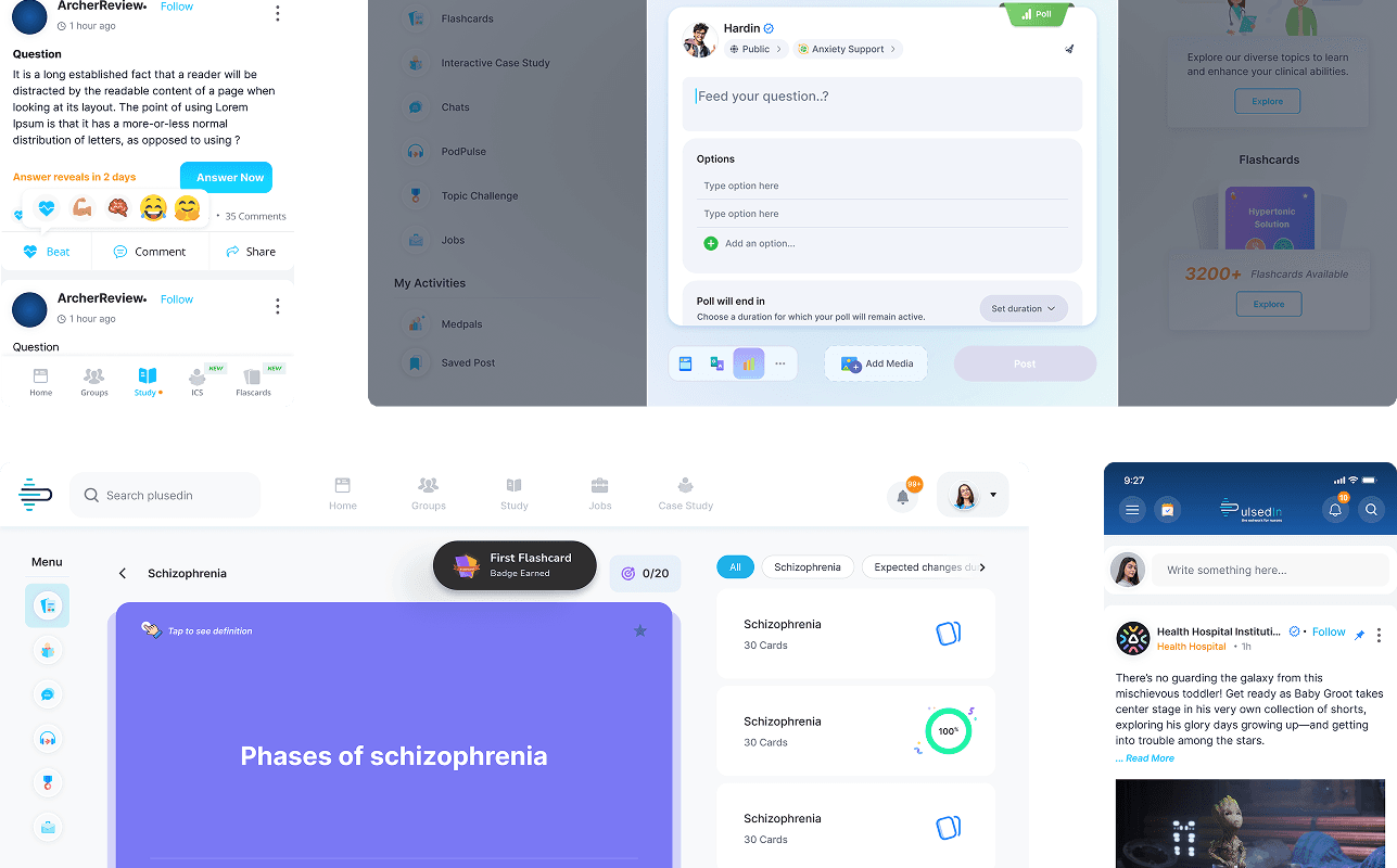 PulsedIn platform showcasing nursing education and community engagement