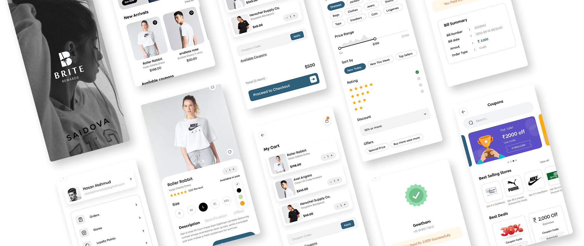Brite Rewards loyalty management app showcasing mobile payment and rewards features