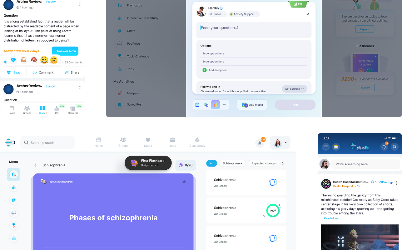 PulsedIn platform showcasing nursing education and community engagement